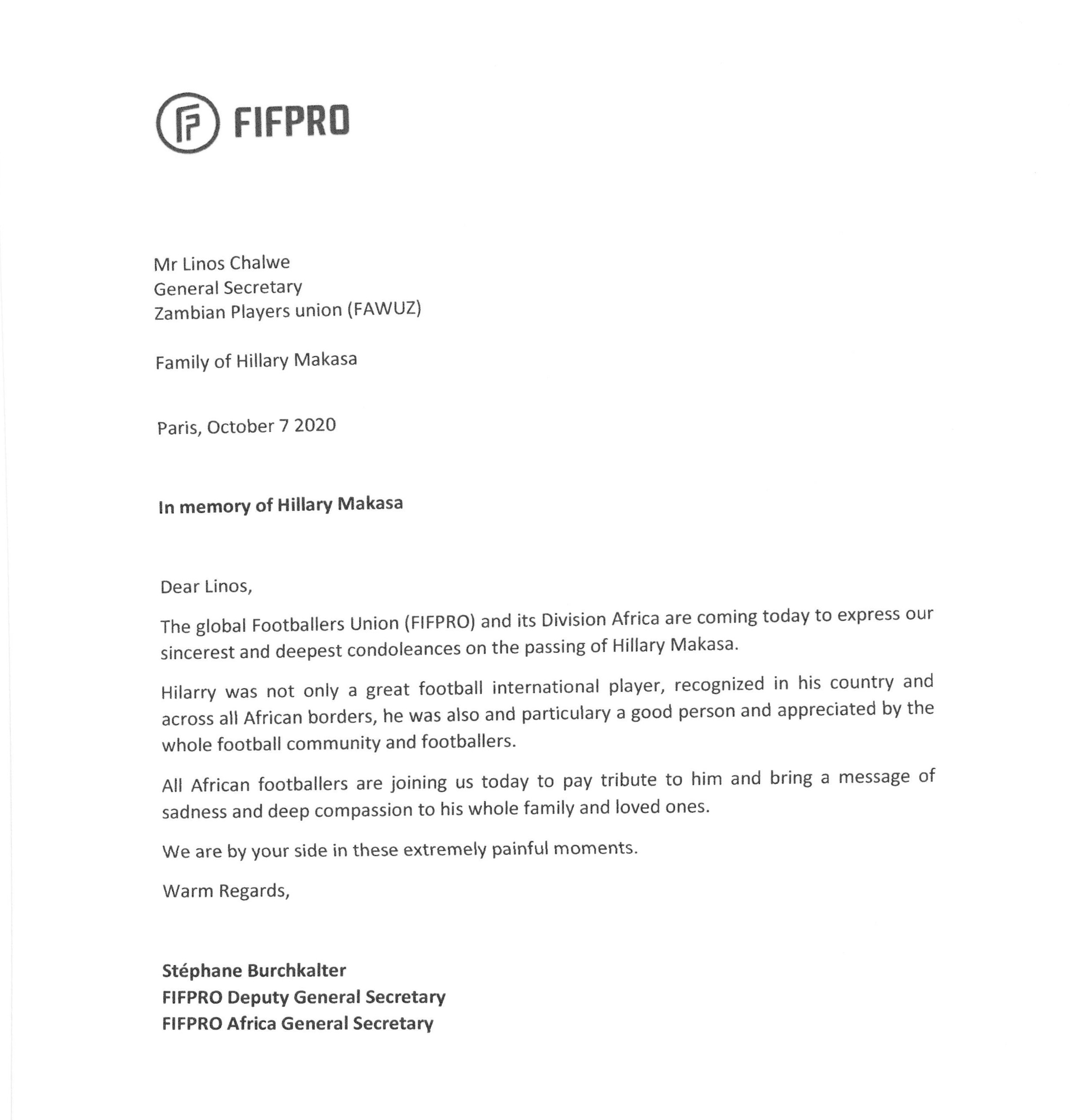 FIFPRO MESSAGE